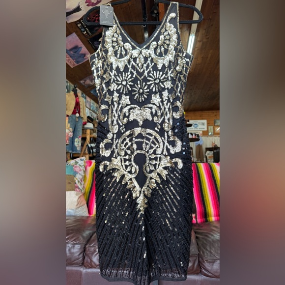 vision for innovation Dresses & Skirts - Elegant Black and Gold‎ Embellished Dress